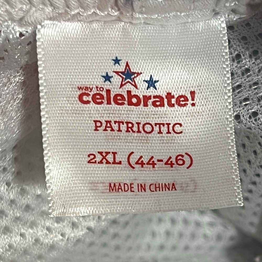 CELEBRATE Patriotic Tie Dye Swim Trunks Shorts Red Blue Mesh Lined Men 2XL 44/46 - Picture 4 of 11